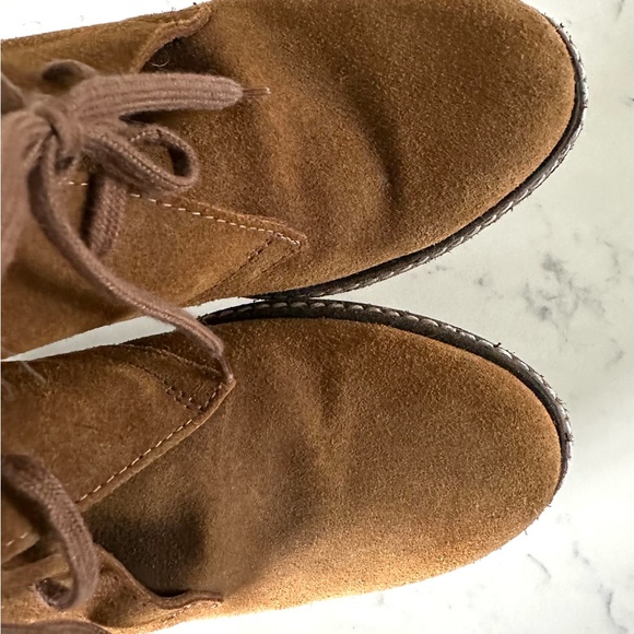 J.Crew Suede Lace-Up Wedge Booties – Women’s Size 9 | Brown Suede Ankle Chukkas - Picture 5 of 9